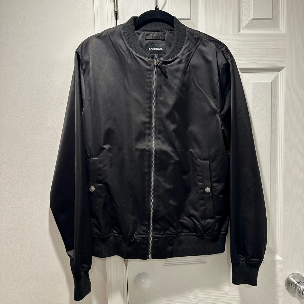 Bonobos The Boulevard Bomber Jacket - Size Medium Slim - Black